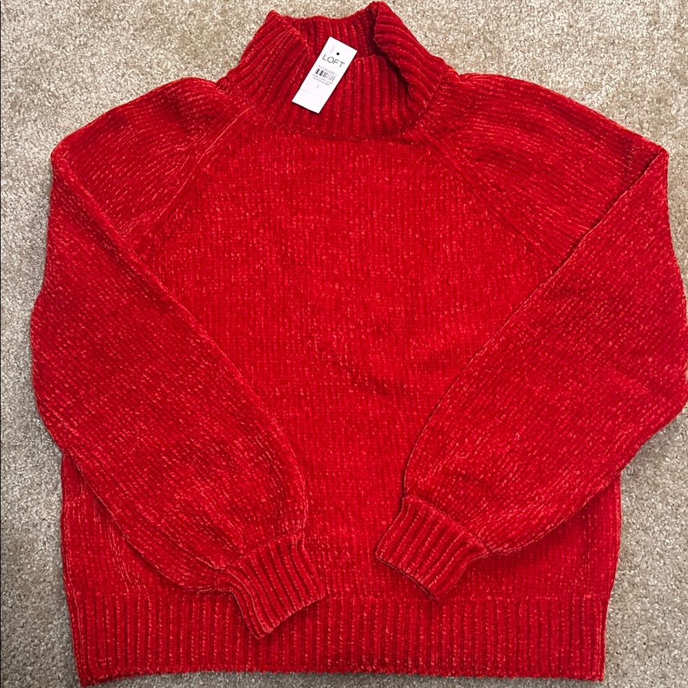 LOFT Vibrant Red Chenille Sweater